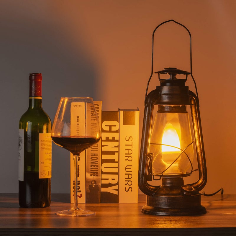 12vmonster فانوس كهربائي قديم الطراز بتصميم ريفي عتيق مع لمبة إيديسون LED بتشطيب برونزي صدئ لمبات طاولة ليلية لمكتب أو غرفة نوم أو ديكور مسرحي - Image 5
